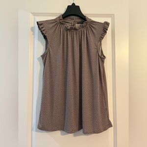 Adrianna Papell -Mauve,brown,cream size S ruffle cap sleeve top